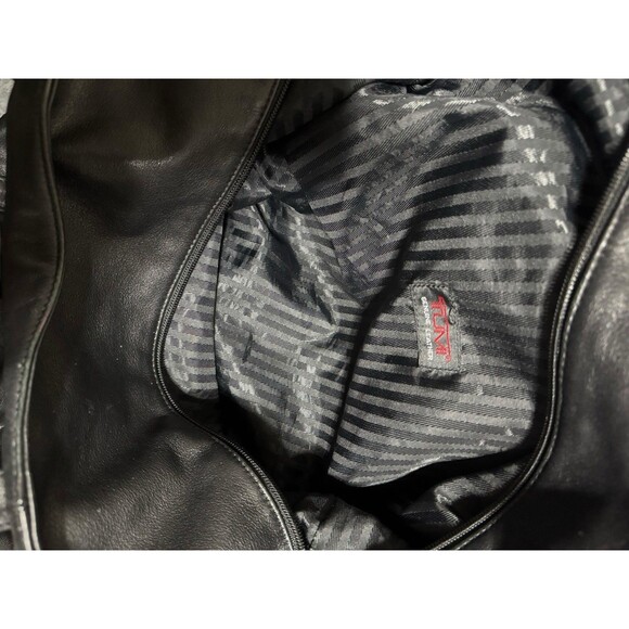 Tumi Weekender Bag Black Leather Tote Travel 18x17x8 - Picture 15 of 16